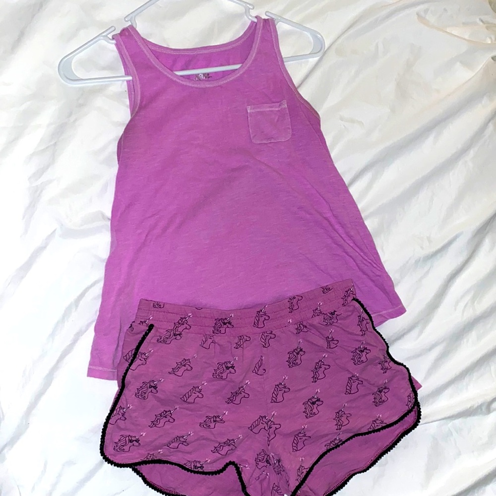 Purple Tank and Unicorn Shorts Set